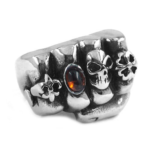 Stainless Steel Skull Ring & Fist Ring SWR0295 - Click Image to Close